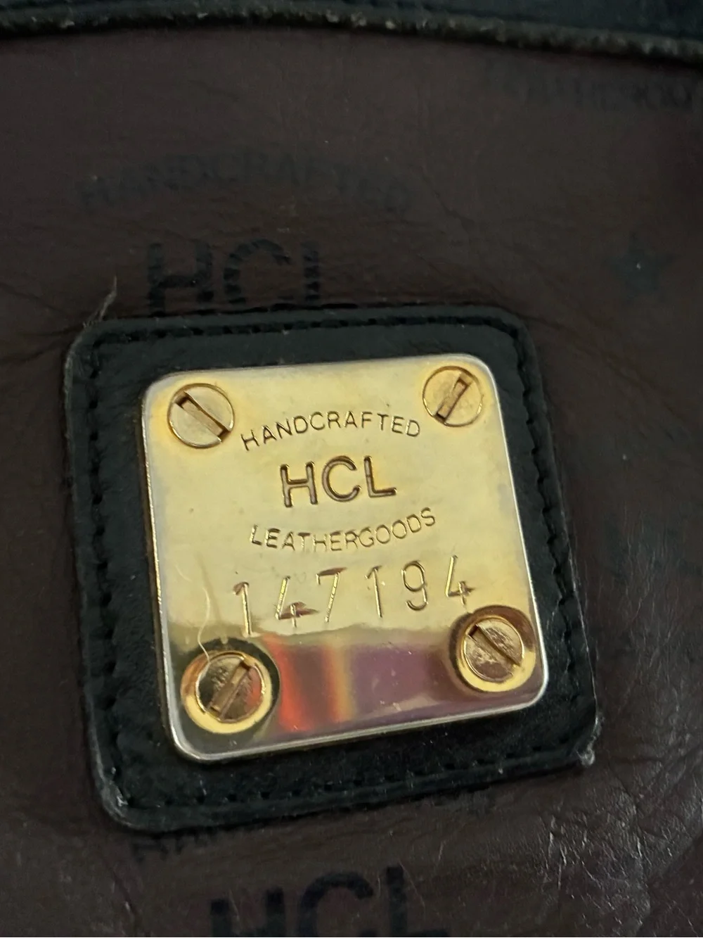 HCL Brown and Black Structured Leather Satchel - Unbranded